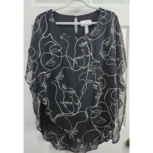 Chic Black and White Sheer Top